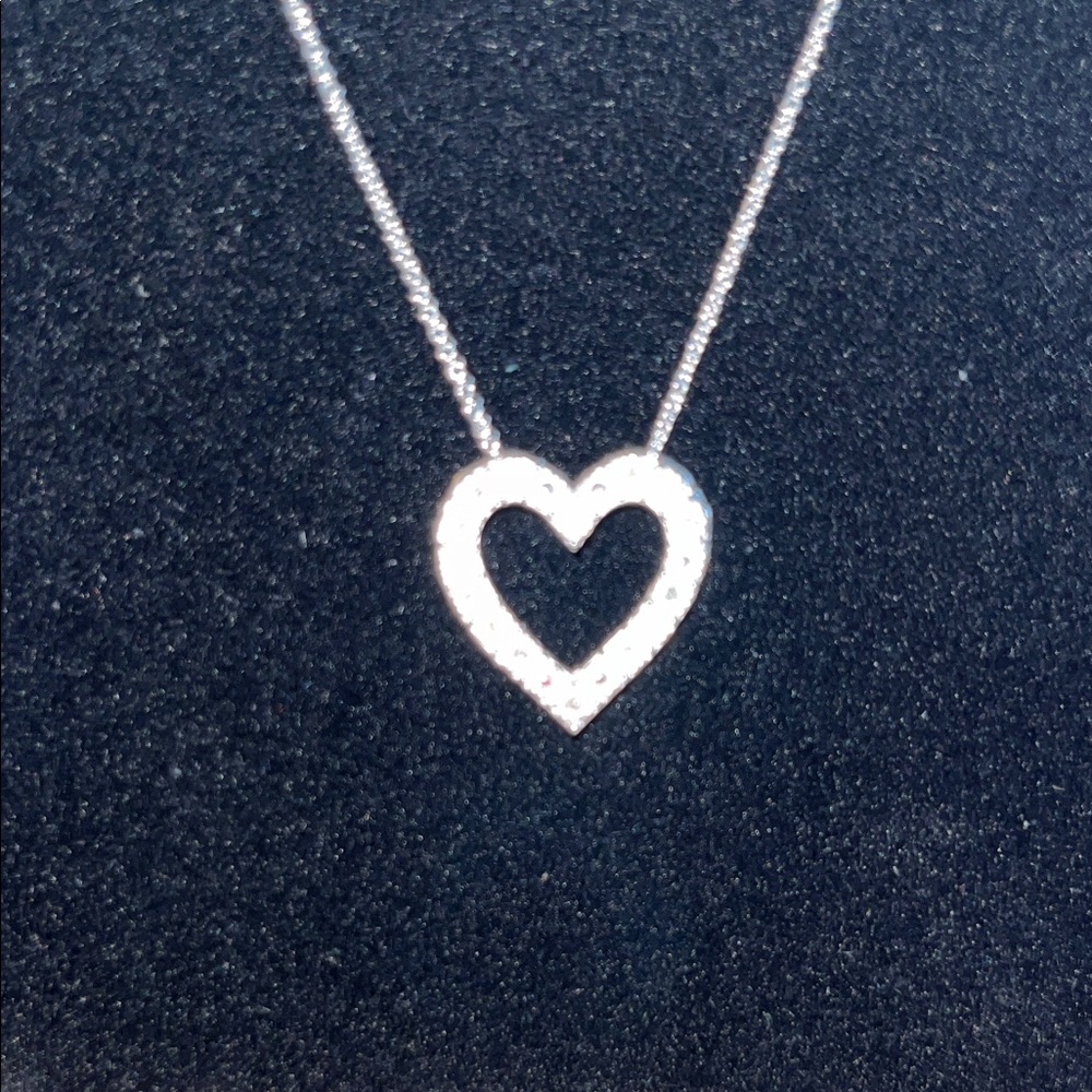 Macy's Bridge Diamond Heart Sterling Silver Heart Pendant Necklace